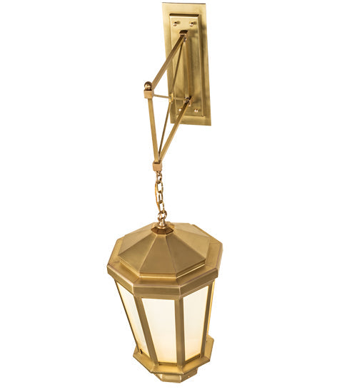 Meyda Lighting Wesleyan 16" Natural Brass Wall Sconce With Frosted Clear Shade Glass