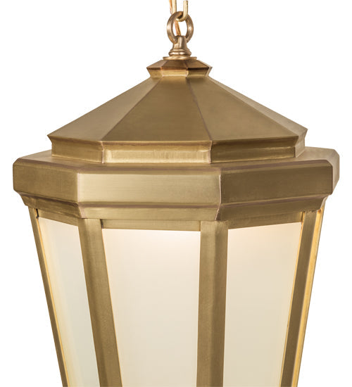 Meyda Lighting Wesleyan 16" Natural Brass Wall Sconce With Frosted Clear Shade Glass