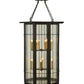 Meyda Lighting West Albany 38" 16-Light Antique Iron Gate Pendant Light With Clear Seeded Shade Glass