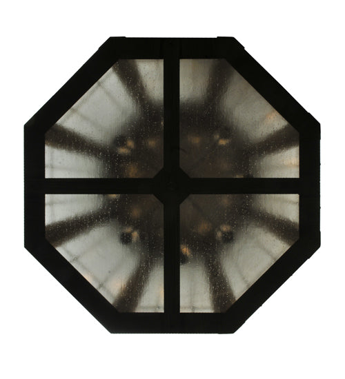 Meyda Lighting West Albany 38" 16-Light Antique Iron Gate Pendant Light With Clear Seeded Shade Glass
