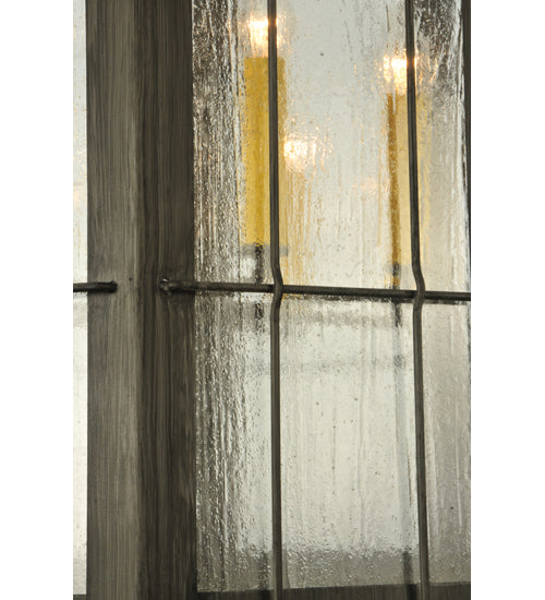 Meyda Lighting West Albany 38" 16-Light Antique Iron Gate Pendant Light With Clear Seeded Shade Glass