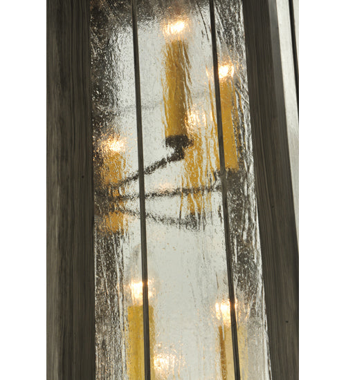 Meyda Lighting West Albany 38" 16-Light Antique Iron Gate Pendant Light With Clear Seeded Shade Glass