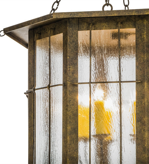Meyda Lighting West Albany 38" 16-Light Antiquity Pendant Light With Clear Seeded Shade Glass