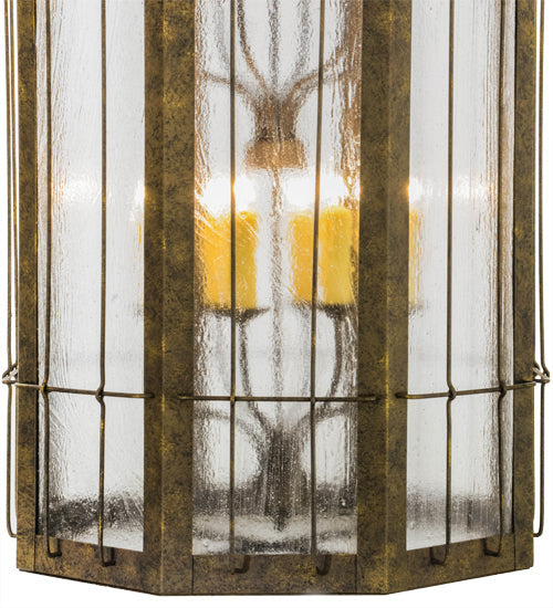 Meyda Lighting West Albany 38" 16-Light Antiquity Pendant Light With Clear Seeded Shade Glass