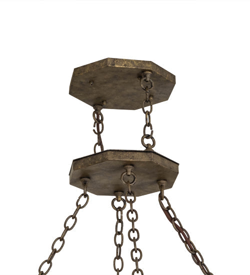 Meyda Lighting West Albany 38" 16-Light Antiquity Pendant Light With Clear Seeded Shade Glass