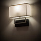 Meyda Lighting Westin 12" Flat Black Backplate Wall Sconce With White Textrene Shade Glass