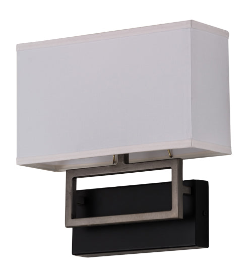 Meyda Lighting Westin 12" Flat Black Backplate Wall Sconce With White Textrene Shade Glass