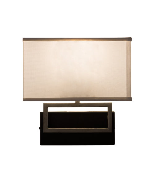 Meyda Lighting Westin 12" Flat Black Backplate Wall Sconce With White Textrene Shade Glass