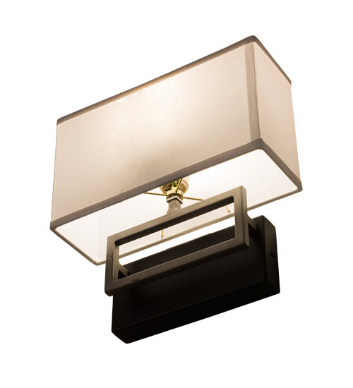 Meyda Lighting Westin 12" Flat Black Backplate Wall Sconce With White Textrene Shade Glass