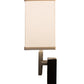 Meyda Lighting Westin 12" Flat Black Backplate Wall Sconce With White Textrene Shade Glass