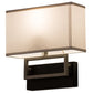 Meyda Lighting Westin 12" Flat Black Backplate Wall Sconce With White Textrene Shade Glass