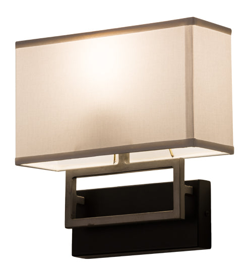Meyda Lighting Westin 12" Flat Black Backplate Wall Sconce With White Textrene Shade Glass