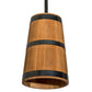 Meyda Lighting Whiskey Barrel 17" 3-Light Costello Black Pendant Light With Brown Wood Shade