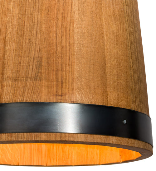 Meyda Lighting Whiskey Barrel 17" 3-Light Costello Black Pendant Light With Brown Wood Shade