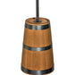 Meyda Lighting Whiskey Barrel 17" 3-Light Costello Black Pendant Light With Brown Wood Shade