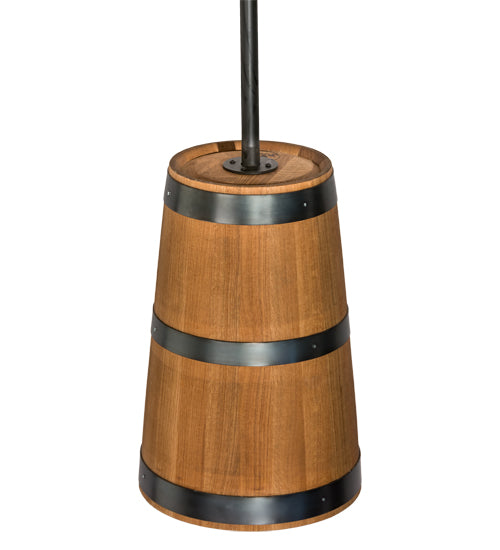 Meyda Lighting Whiskey Barrel 17" 3-Light Costello Black Pendant Light With Brown Wood Shade