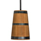 Meyda Lighting Whiskey Barrel 17" 3-Light Costello Black Pendant Light With Brown Wood Shade