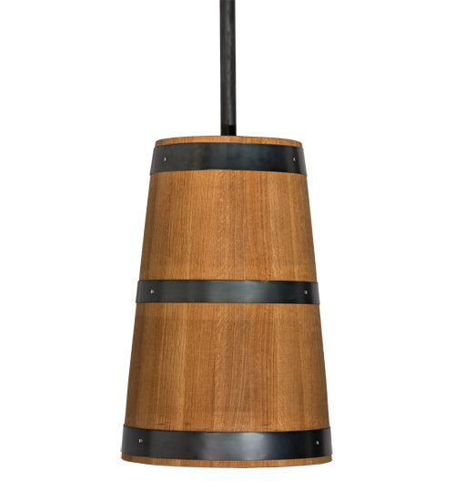 Meyda Lighting Whiskey Barrel 17" 3-Light Costello Black Pendant Light With Brown Wood Shade