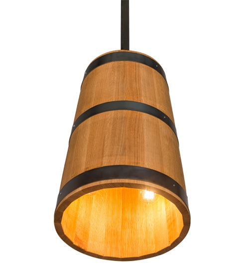 Meyda Lighting Whiskey Barrel 17" 3-Light Costello Black Pendant Light With Brown Wood Shade