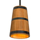 Meyda Lighting Whiskey Barrel 17" 3-Light Costello Black Pendant Light With Brown Wood Shade