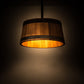 Meyda Lighting Whiskey Barrel 25" 3-Light Costello Black Pendant Light With Wood Shade