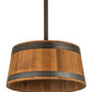 Meyda Lighting Whiskey Barrel 25" 3-Light Costello Black Pendant Light With Wood Shade