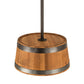Meyda Lighting Whiskey Barrel 25" 3-Light Costello Black Pendant Light With Wood Shade