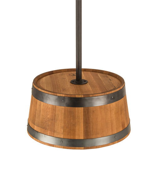 Meyda Lighting Whiskey Barrel 25" 3-Light Costello Black Pendant Light With Wood Shade