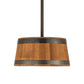 Meyda Lighting Whiskey Barrel 25" 3-Light Costello Black Pendant Light With Wood Shade