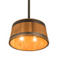 Meyda Lighting Whiskey Barrel 25" 3-Light Costello Black Pendant Light With Wood Shade
