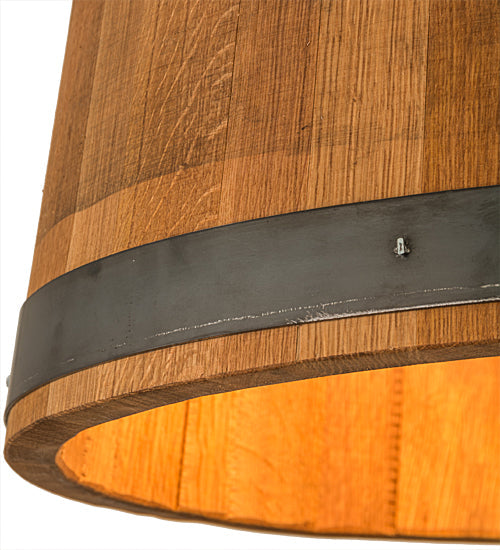 Meyda Lighting Whiskey Barrel 25" 3-Light Costello Black Pendant Light With Wood Shade