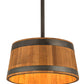 Meyda Lighting Whiskey Barrel 25" 3-Light Costello Black Pendant Light With Wood Shade