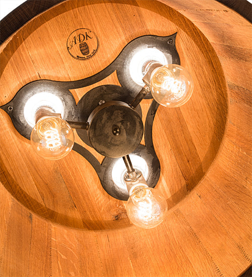 Meyda Lighting Whiskey Barrel 25" 6-Light Costello Black Pendant Light With Wood Shade