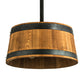 Meyda Lighting Whiskey Barrel 25" 6-Light Costello Black Pendant Light With Wood Shade