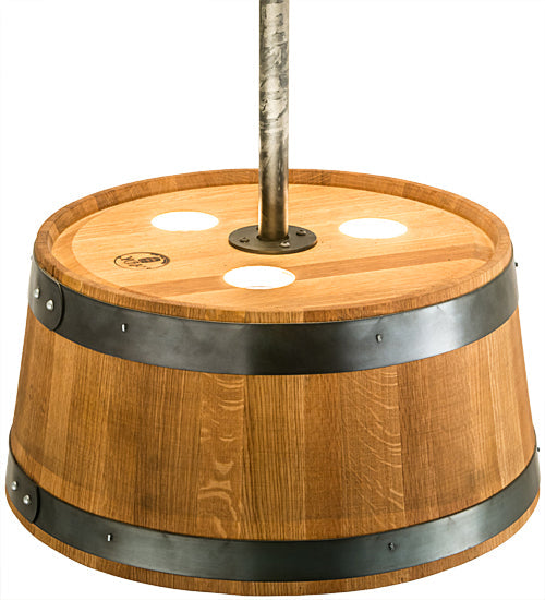 Meyda Lighting Whiskey Barrel 25" 6-Light Costello Black Pendant Light With Wood Shade