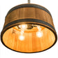 Meyda Lighting Whiskey Barrel 25" 6-Light Costello Black Pendant Light With Wood Shade