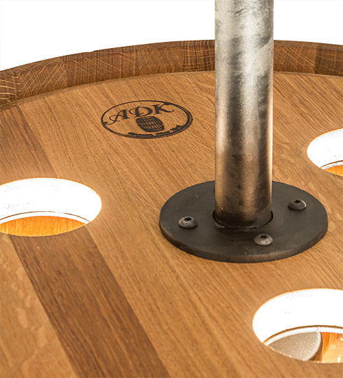 Meyda Lighting Whiskey Barrel 25" 6-Light Costello Black Pendant Light With Wood Shade