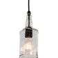 Meyda Lighting Whiskey Bottle 3"Sq Textured Black Bourbon Mini Pendant Light With Clear Bottle Shade Glass