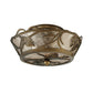 Meyda Lighting Whispering Pines 10" 2-Light Antique Copper Flush Mount Light With Silver Mica Shade Glass