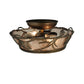 Meyda Lighting Whispering Pines 10" 2-Light Antique Copper Flush Mount Light With Silver Mica Shade Glass