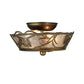 Meyda Lighting Whispering Pines 10" 2-Light Antique Copper Flush Mount Light With Silver Mica Shade Glass