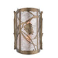 Meyda Lighting Whispering Pines 10" 2-Light Antique Copper Wall Sconce With Silver Mica Shade Glass
