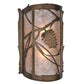 Meyda Lighting Whispering Pines 10" 2-Light Antique Copper Wall Sconce With Silver Mica Shade Glass