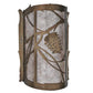 Meyda Lighting Whispering Pines 10" 2-Light Antique Copper Wall Sconce With Silver Mica Shade Glass