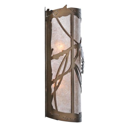 Meyda Lighting Whispering Pines 10" 2-Light Antique Copper Wall Sconce With Silver Mica Shade Glass