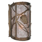 Meyda Lighting Whispering Pines 10" 2-Light Antique Copper Wall Sconce With Silver Mica Shade Glass