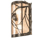 Meyda Lighting Whispering Pines 10" 2-Light Dark Burnished Antique Copper Wall Sconce With Silver Mica Shade Glass