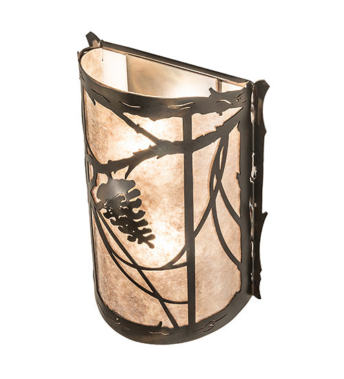 Meyda Lighting Whispering Pines 10" 2-Light Dark Burnished Antique Copper Wall Sconce With Silver Mica Shade Glass