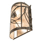 Meyda Lighting Whispering Pines 10" 2-Light Dark Burnished Antique Copper Wall Sconce With Silver Mica Shade Glass