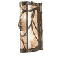 Meyda Lighting Whispering Pines 10" 2-Light Dark Burnished Antique Copper Wall Sconce With Silver Mica Shade Glass